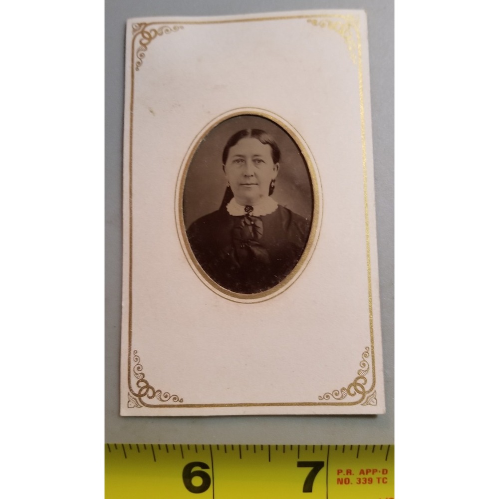 Late 1860s Tintype Photograph Woman in Card Envelope Paper Sleeve